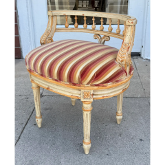 Antique Painted Louis XVI Style Vanity Stool W Nancy Corzine Silk Velvet - 4107692
