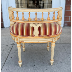 Antique Painted Louis XVI Style Vanity Stool W Nancy Corzine Silk Velvet - 4107703