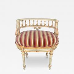 Antique Painted Louis XVI Style Vanity Stool W Nancy Corzine Silk Velvet - 4110060