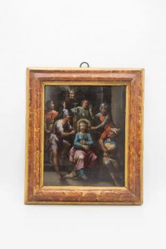 Antique Painting on Copper The Mockery of Christ  - 3674117