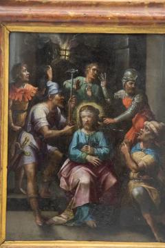 Antique Painting on Copper The Mockery of Christ  - 3674124