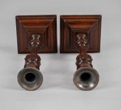 Antique Pair English Mahogany Candlesticks - 4307710