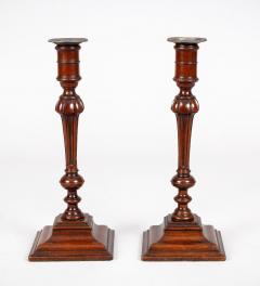 Antique Pair English Mahogany Candlesticks - 4307711