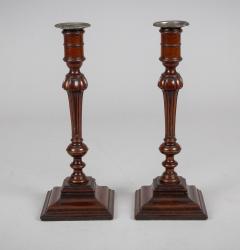 Antique Pair English Mahogany Candlesticks - 4307712