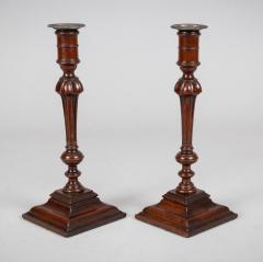 Antique Pair English Mahogany Candlesticks - 4307713