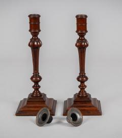 Antique Pair English Mahogany Candlesticks - 4307714