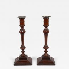 Antique Pair English Mahogany Candlesticks - 4312129