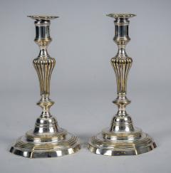 Antique Pair French 18th Century Silver Plate Candlesticks - 4307629