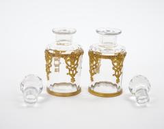 Antique Pair French Gilt Bronze Mounted Baccarat Glass Vanity Perfume Bottle - 4795270