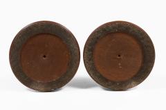 Antique Pair Mahogany Tall Turned Candlesticks - 4647479