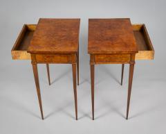 Antique Pair Neoclassical Burl Walnut Side Tables - 3938753