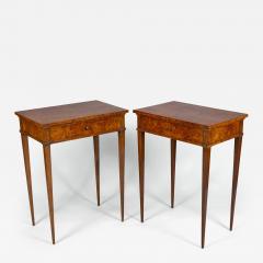 Antique Pair Neoclassical Burl Walnut Side Tables - 3940289