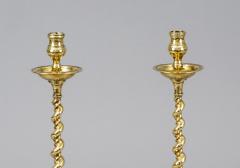 Antique Pair Tall Brass Spiral Twist Candlesticks - 1689687