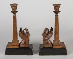 Antique Pair of English Egyptian Revival Candlesticks - 1246925