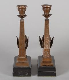 Antique Pair of English Egyptian Revival Candlesticks - 1246926