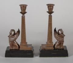 Antique Pair of English Egyptian Revival Candlesticks - 1246929