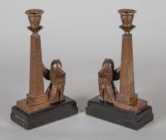 Antique Pair of English Egyptian Revival Candlesticks - 1246930