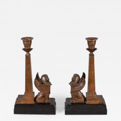 Antique Pair of English Egyptian Revival Candlesticks - 1248247