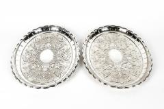 Antique Pair of English Plated Oval Trays - 297872
