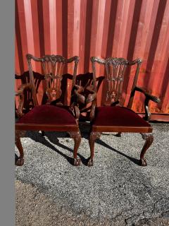 Antique Pair of Finely Carved Mahogany Chippendale Armchairs - 4511326