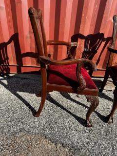 Antique Pair of Finely Carved Mahogany Chippendale Armchairs - 4511367
