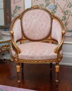 Antique Pair of French Armchairs Fully Reupholstered in Rose Pink Silk Velvets - 3731821