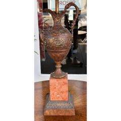 Antique Patinated Bronze Earn Form Marble Lamp With Custom Shade - 3737447