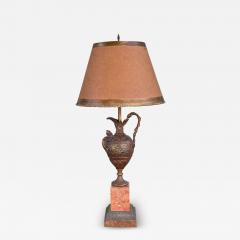 Antique Patinated Bronze Earn Form Marble Lamp With Custom Shade - 3743026