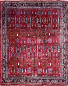 Antique Persian Bijar Halvayi Carpet Forest Design - 4037251