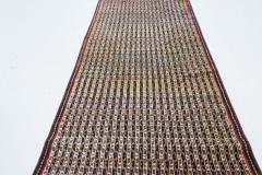 Antique Persian Feraghan Handmade Wool Runner in Beige Black Blue Red - 2454729