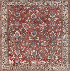 Antique Persian Heriz Rug in Blue Pink Red White and Yellow - 2454299