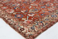 Antique Persian Heriz Rug in Blue Pink Red White and Yellow - 2454302