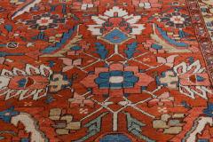 Antique Persian Heriz Rug in Blue Pink Red White and Yellow - 2454303