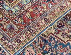 Antique Persian Heriz Serapi Carpet Light Blue c 1910s - 3971146