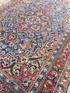 Antique Persian Heriz Serapi Carpet Light Blue c 1910s - 3971156