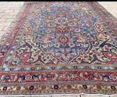 Antique Persian Heriz Serapi Carpet Light Blue c 1910s - 3971228