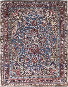 Antique Persian Heriz Serapi Carpet Light Blue c 1910s - 4037257