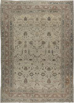 Antique Persian Khorassan Gray Beige Indigo Rust and Warm Brown Wool Rug - 2454640