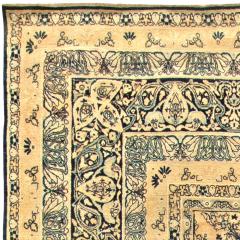 Antique Persian Kirman Beige Inky Blue Green and Brown Wool Rug - 2447598