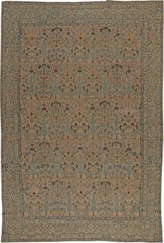 Antique Persian Kirman Beige Pastel Colors Handwoven Wool Carpet - 2443638