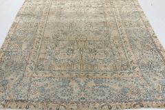 Antique Persian Kirman Blue Green Beige Handmade Wool Rug - 2462115