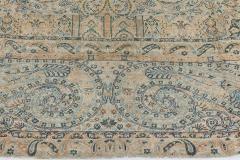 Antique Persian Kirman Blue Green Beige Handmade Wool Rug - 2462116