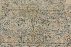 Antique Persian Kirman Blue Green Beige Handmade Wool Rug - 2462117