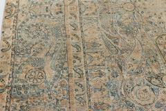 Antique Persian Kirman Blue Green Beige Handmade Wool Rug - 2462119