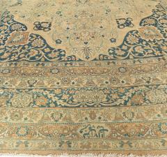 Antique Persian Kirman Botanic Beige Brown Black Handmade Wool Rug - 2453959