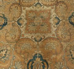 Antique Persian Kirman Botanic Beige Brown Black Handmade Wool Rug - 2453960