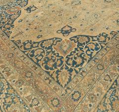 Antique Persian Kirman Botanic Beige Brown Black Handmade Wool Rug - 2453965