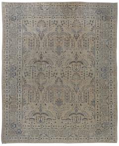 Antique Persian Kirman Camle Black and Blue Handwoven Wool Rug - 2453571