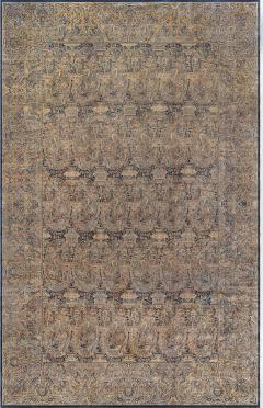 Antique Persian Kirman Floral Beige Handmade Wool Rug - 2443783