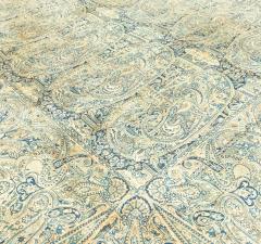 Antique Persian Kirman Floral Beige Handmade Wool Rug - 2443784